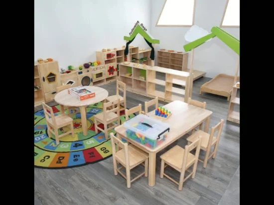 Móveis para cadeiras de jardim de infância para crianças de fábrica da China, móveis de madeira para bebês, mesas e cadeiras pré-escolares, móveis para cadeiras de sala de aula para estudantes de escola