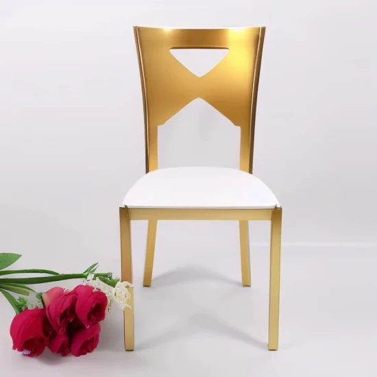 Casamento Dourado Clássico Aluguel de Festa Elegante com Cadeira Metálica de Alta Qualidade